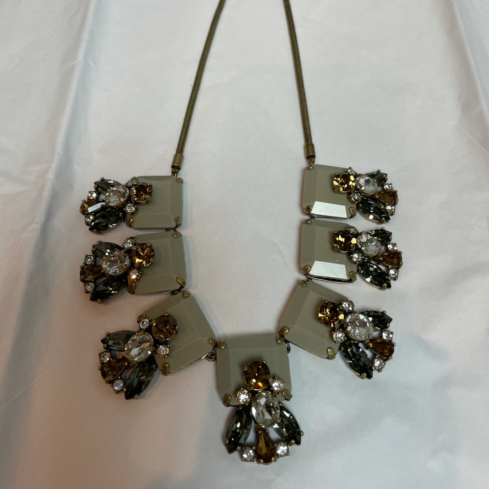 J. Crew Bib Crystal Necklace - Neutral Tones